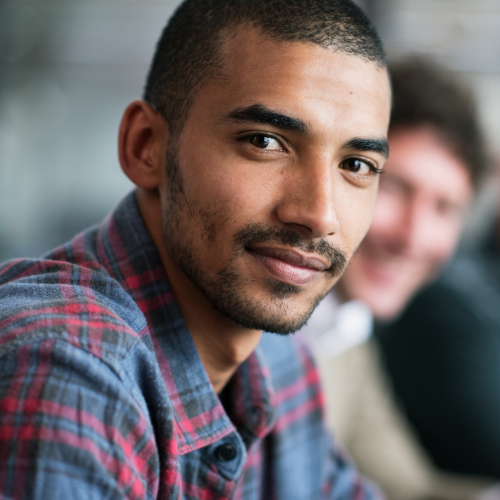 a man looking at the camera